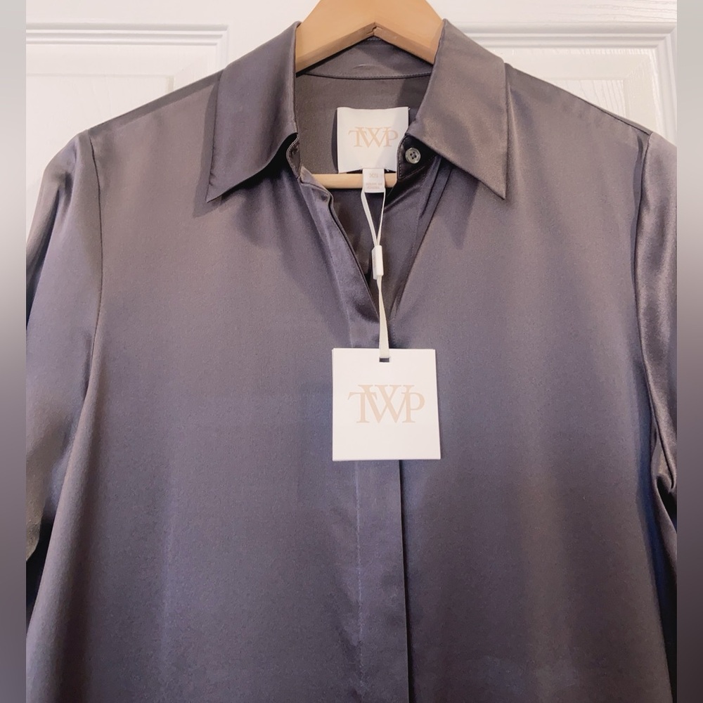 NWT $525 TWP Object of Affection Silk Blouse with Sleeve Detail - Plum - Picture 6 of 7